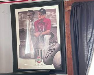 Signed Woody Hayes framed photo.