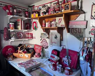 Ohio State Collection on table and scattered throughout the house.