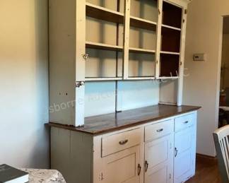 LARGE 2 piece primitive mercantile hutch