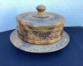 Hand carved cake plate