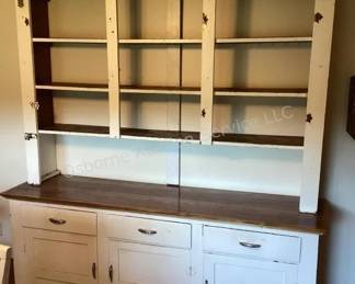 LARGE 2 piece primitive mercantile hutch