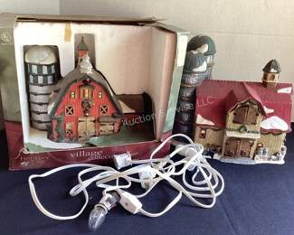Christmas lighted barns