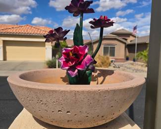 Planter & Metal Flower