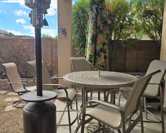 High Top Patio Table with 4 Chairs & Heater