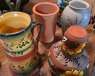 2 Terracotta Pieces & Ceramic Pitcher