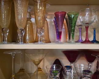 Amber Glass, Mikasa 6 Colorful Glases & Martini Glass Sets