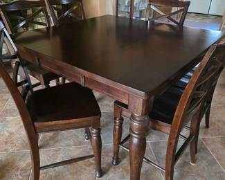 Solid High Top Table with 6 Chairs