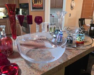 Mikasa Bowl, Red Etched Glassware