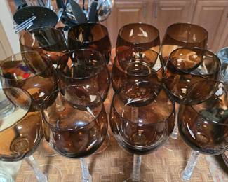 Brown Stemmed Wine Glasses