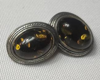 Sterling Amber Earrings
