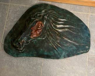 Carlo Wahlbeck "Cast Paper Sculpture of Woman & Horse"