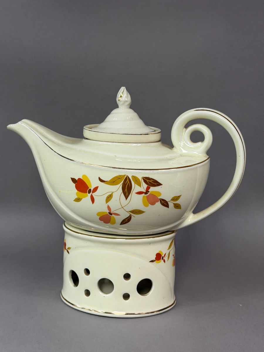 VINTAGE HALL CHINA ALADDIN SHAPED TEAPOT & WARMER