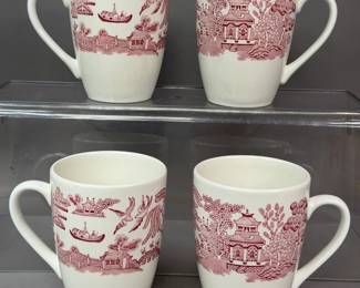 VINTAGE CHURCHILL ENGLAND WILLOW ROSA PINK MUGS