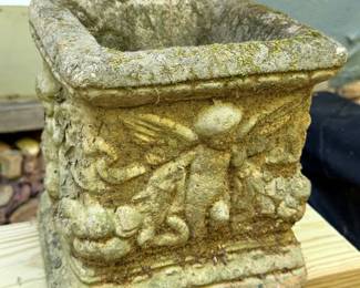CAST STONE CONCRETE PLANTER WITH CHERUB HEAVY! 