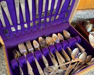 SILVER PLATE FLATWARE & STORAGE CHESTS
