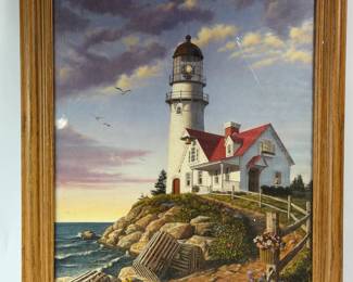 JJ HIMSWORTH 3 NEW ENGLAND LIGHTHOUSE FRAMED ART PRINT
