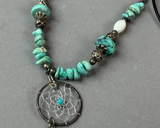 VINTAGE HAND CRAFTED JEWELRY DREAM CATCHER SHARK TOOTH