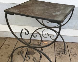 WROUGHT IRON GLASS TOP ACCENT TABLE