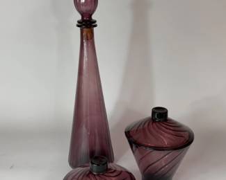 VINTAGE AMETHYST GENIE BOTTLE LIDDED CANDY JARS