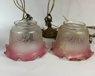 VINTAGE VIANNE FRANCE GLASS LAMP SHADES 