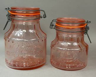 CROWNFORD GIFTWARE ITALY GLASS CANISTERS