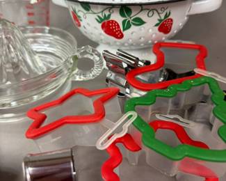 ENAMEL COLANDER GLASS JUICER COOKIE CUTTERS