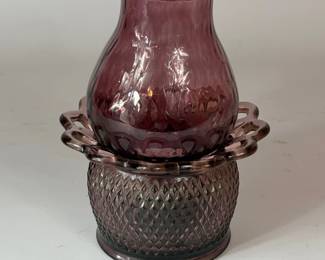 VINTAGE AMETHYST GLASS FAIRY LAMP
