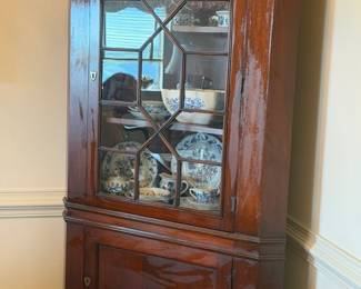 Mahogany corner cupboard