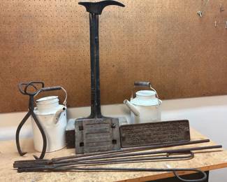 Railroad Tools, Cast Iron Signs and White Metal Oil Cans
