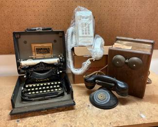Vintage Corona Typewriter and Telephones