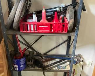 Metal Garage Shelving with Automotive Tools and Supplies