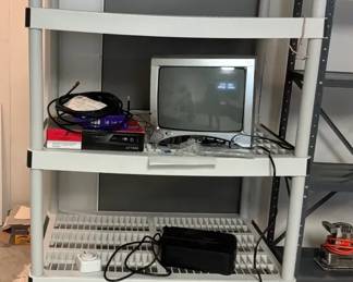 Portable Color TV, Zenith Converter Box, Heater and Shelving