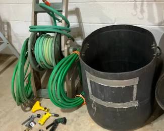Garden Hose Reel with Hoses, Spray Nozzles and Utility Tub