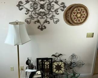 Metal Wall Art, Brass Floor Lamp and Home Dcor