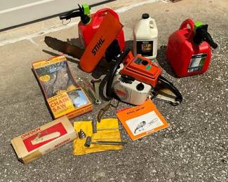 STIHL Chainsaws with Fuel Cans, Chain and Accessories