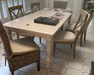 Wood Distrested County French Extion Table