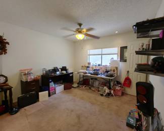 Desk, Cuckoo Clock, Scrapbook Items, Etc.
