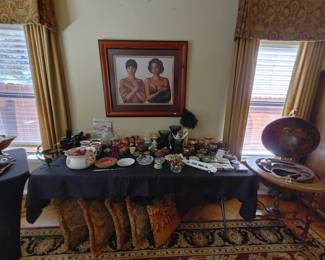 Art, Pillows, Globe Bar, Plates, Etc.