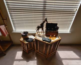 Vintage Bamboo & Abalone Nesting Tables