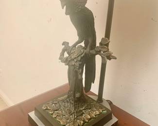 Art Nouveau Bronze Parrot Table Lamp