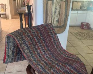 Vintage Persian Jajim Kilim Table Runner, Antique Catholic Vestment