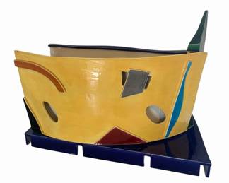 Judith Solomon Memphis Collection Ceramic Vessel on Indigo Base