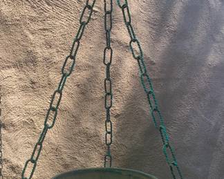 Hanging Wrought Iron Planter with Mexican Pottery Insert