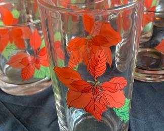 Vintage Cristal Poinsettia Glassware