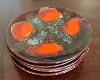 Set of Six Vallauris Mid-Century French Dessert Plates