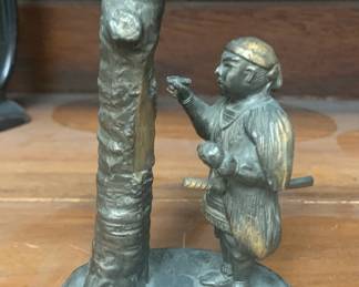 Antique Bronze Japanese Sculpture Woodcutter