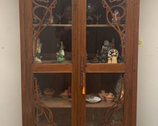 Antique French Art Nouveau Wood and Glass Cabinet $900 (44 1/2" x 16 1/2" x 86 1/2")