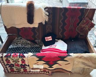 Vintage weavings and sweaters
