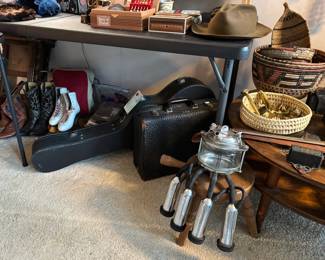 Western boots, vintage roller skates