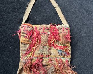Peruvian Chancay-style textile doll panel/bag